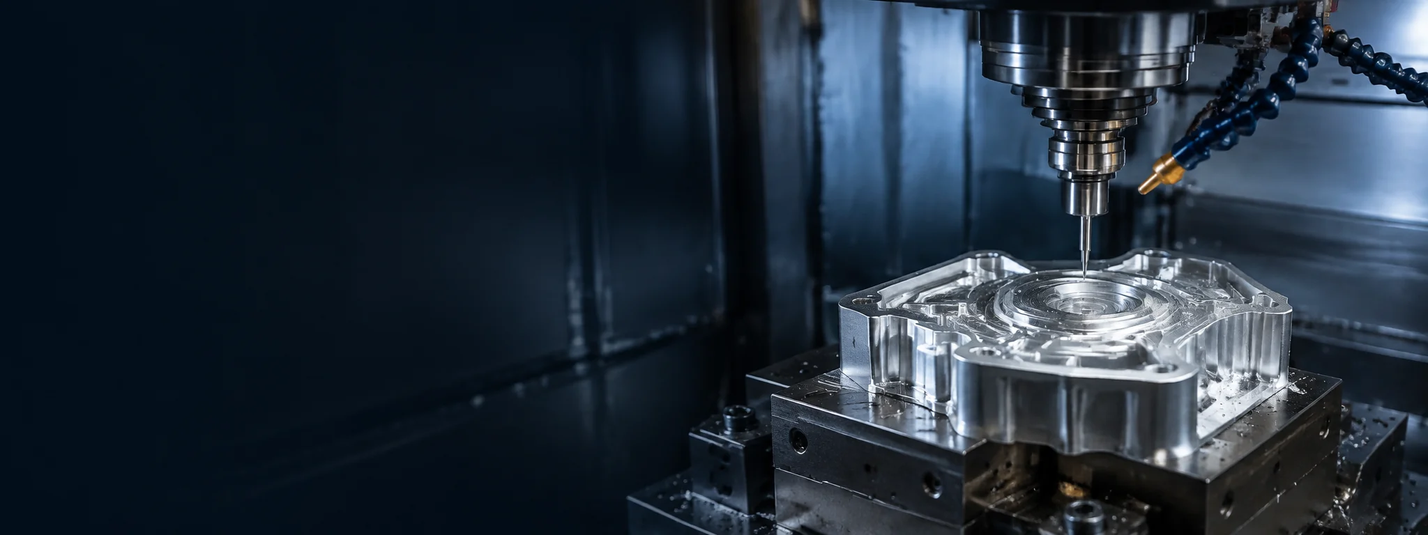 CNC spindle machining a precision aluminum housing